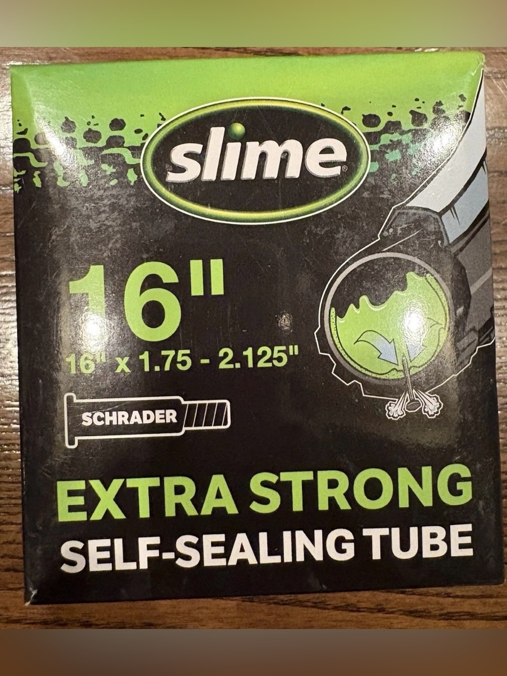 Slime Extra Strong Self-Sealing Tube 16" - Black/Green